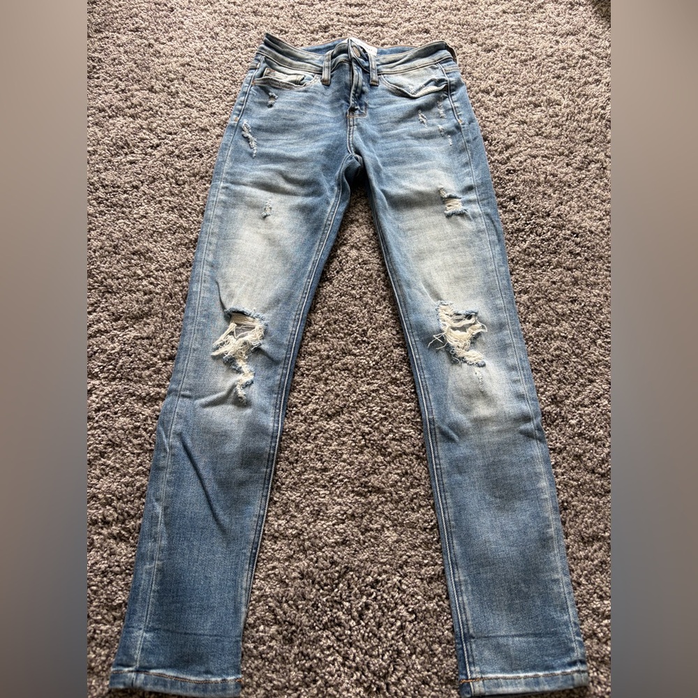 Flying Monkey Light Blue Distressed Skinny Jeans